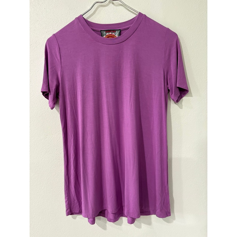 Johnny Was Los Angeles Purple Short Sleeve Crew Neck T-Shirt Womens XS
